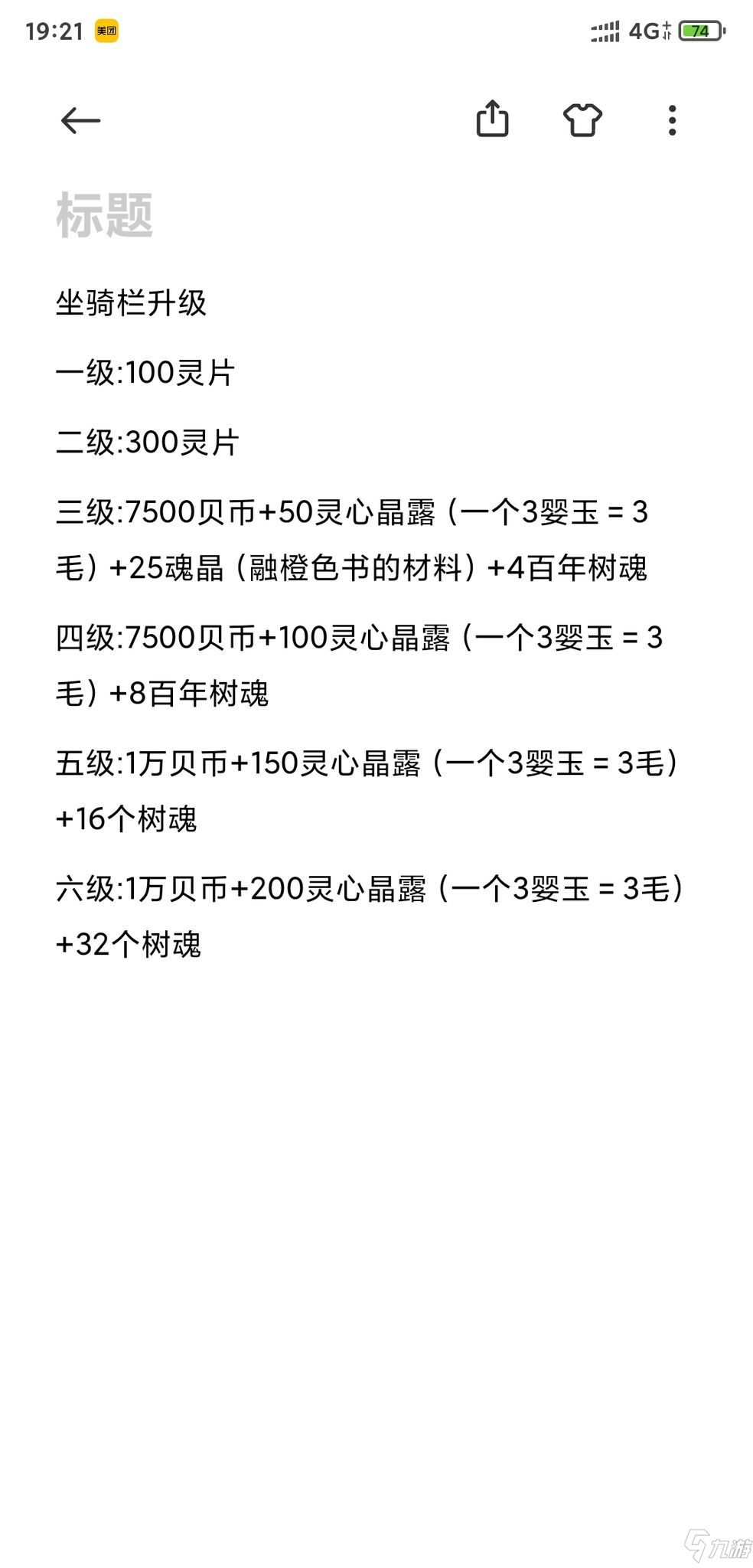 妄想山海坐骑栏升级材料介绍