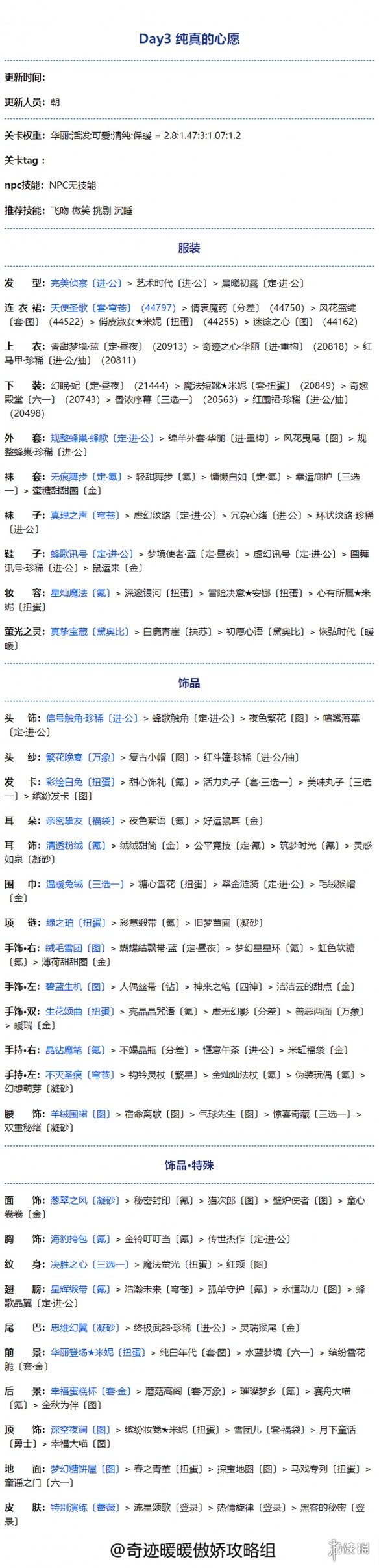 《奇迹暖暖》纯真的心愿怎么搭配 奇迹暖暖奇幻指环攻略