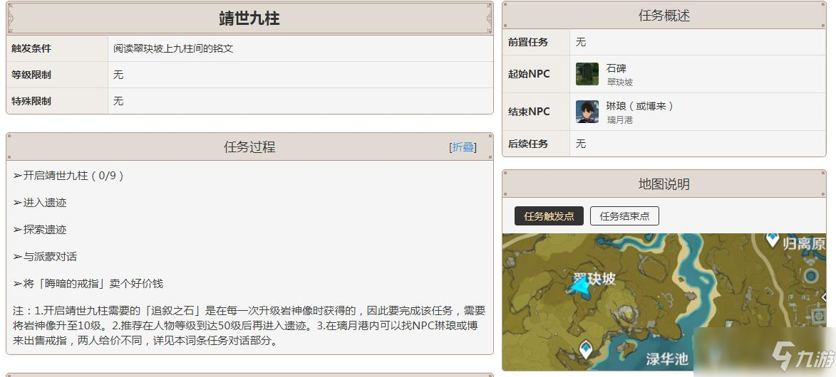 原神靖世九柱任务怎么触发