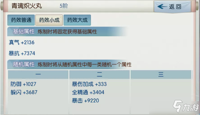 《诛仙》手游青璃炽火丸属性一览