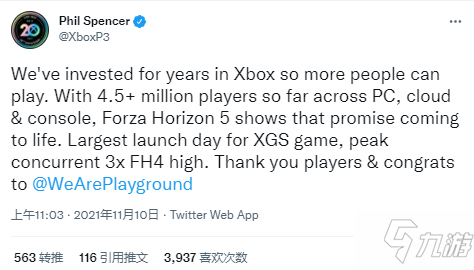 《極限競速：地平線5》Xbox發(fā)推感謝 超過450萬玩家