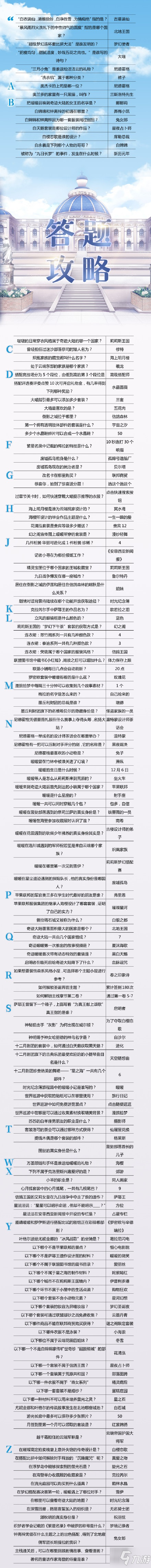 奇迹暖暖奇迹大陆知识问答2021答案是什么 奇迹大陆知识问答答案大全2021