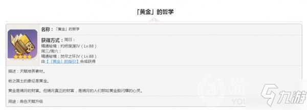 原神掉落素材黄金的哲学图鉴大全