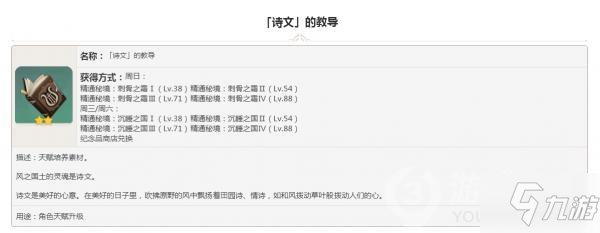 原神掉落素材诗文的教导图鉴大全