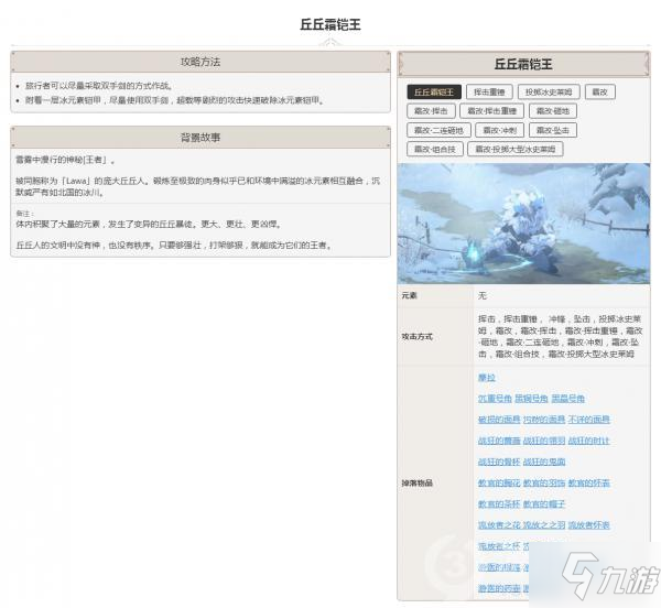 原神怪物丘丘霜铠王怎么样 属性图鉴汇总