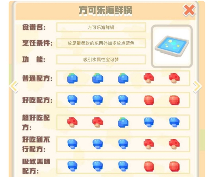 宝可梦大探险水系宝可梦料理配方是什么 水系料理详解