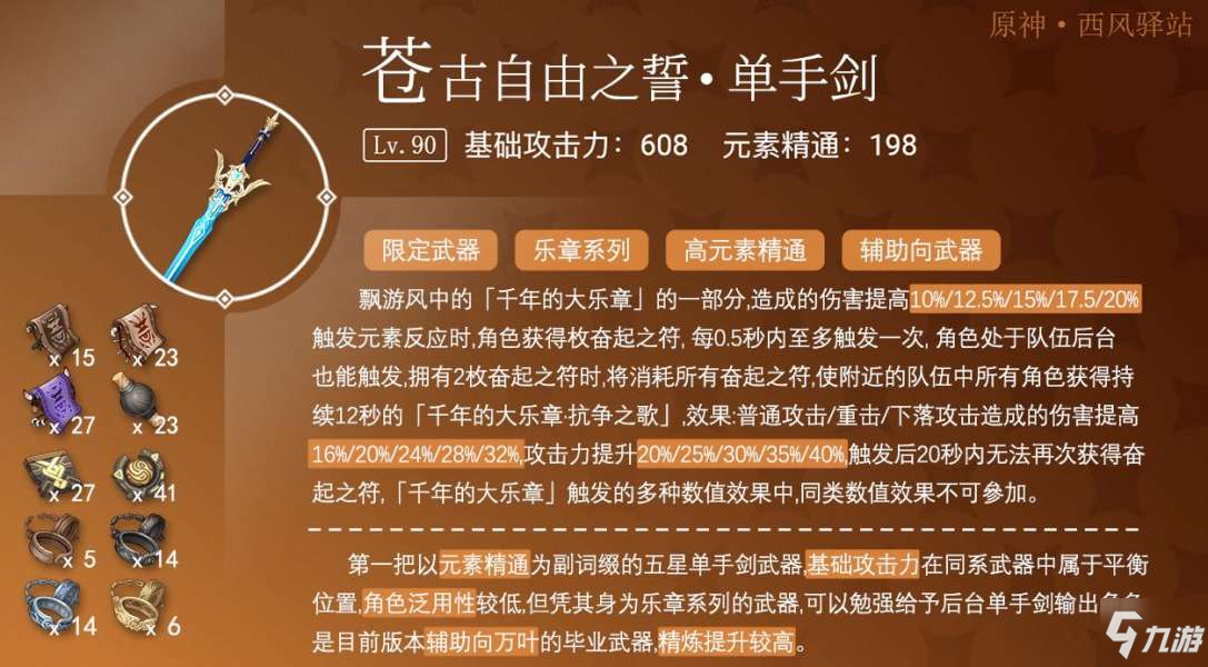 《原神》單手劍蒼古自由之誓強(qiáng)度分析 蒼古自由之誓值得抽嗎