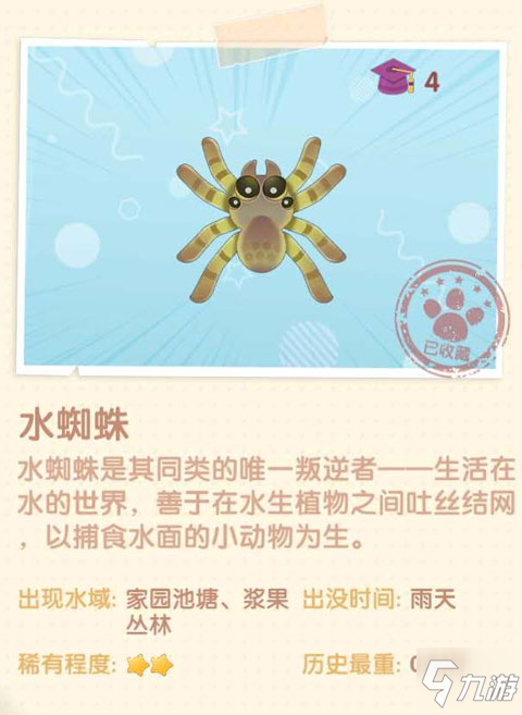 <a id='link_pop' class='keyword-tag' href='https://www.9game.cn/moerzhuangyuan1/'>摩尔庄园手游</a>水蜘蛛有什么用 水蜘蛛作用一览