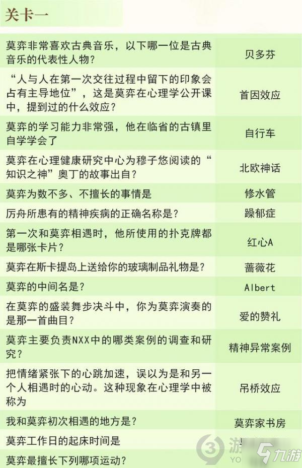 未定事件簿靈犀考驗(yàn)答案是什么 未定事件簿靈犀考驗(yàn)答題大全