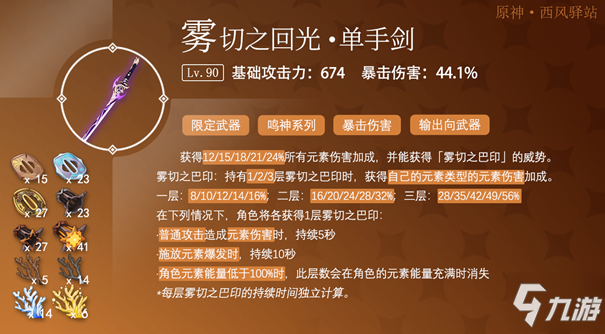 原神2.0雾切之回光武器评测 武器技能与角色适配性分析