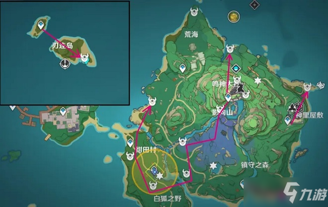 《原神》2.0稻妻名刀镡分布位置一览