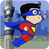 超人冒险飞在城市加速器