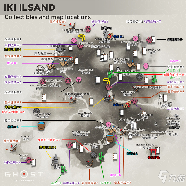《對馬島之魂》壹岐島DLC全收集地圖 區(qū)域地圖及收集要素一覽