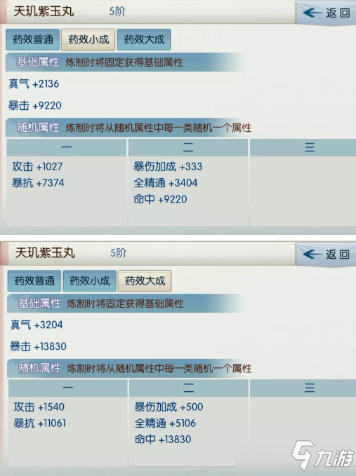 《诛仙》天玑紫玉丸配方属性详解
