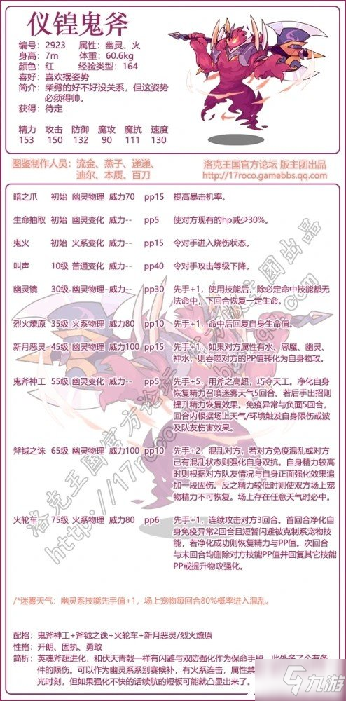 《洛克王国》仪锽鬼斧技能怎么样？仪锽鬼斧技能表图鉴