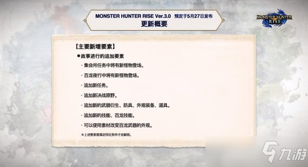 怪物獵人崛起Ver.3.0更新內(nèi)容一覽