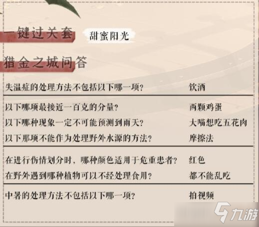 奇跡暖暖獵金之城問答答案介紹