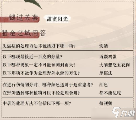 《奇跡暖暖》獵金之城問答答案介紹