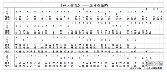 《原神手游》神女劈觀簡譜分享 神女劈觀怎么彈