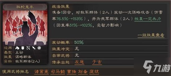 《三国志战略版》杯蛇鬼车战法攻略 杯蛇鬼车有用吗