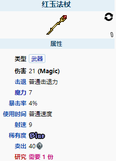 《泰拉瑞亞》紅玉法杖怎么樣 紅玉法杖圖鑒介紹