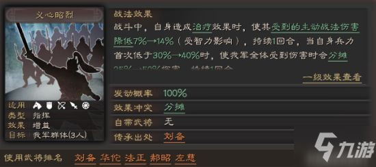 《三国志战略版》义心昭烈战法强度介绍 义心昭烈怎么样