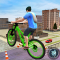 City Rooftop BMX Bicycle Rider