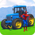 Superheroes Tractor Stunt Racing Games