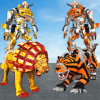 US Police Lion Robot vs Tiger Robot Wars Transform