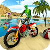 Super Hero Bike Beach Stunts: Water Surfer Rider