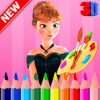 PRINCESS 3D DRESS UP FASHION COLORING BOOK
