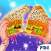 Magic rainbow grilled cheese sandwich making food