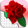 Rose Flowers Coloring By Number Pixel Art