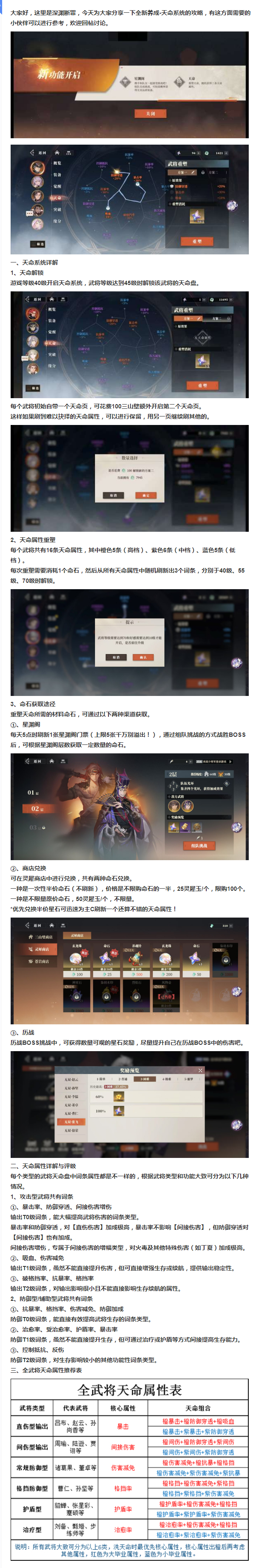 【攻略分享】天命系统全分析和全武将天命推荐