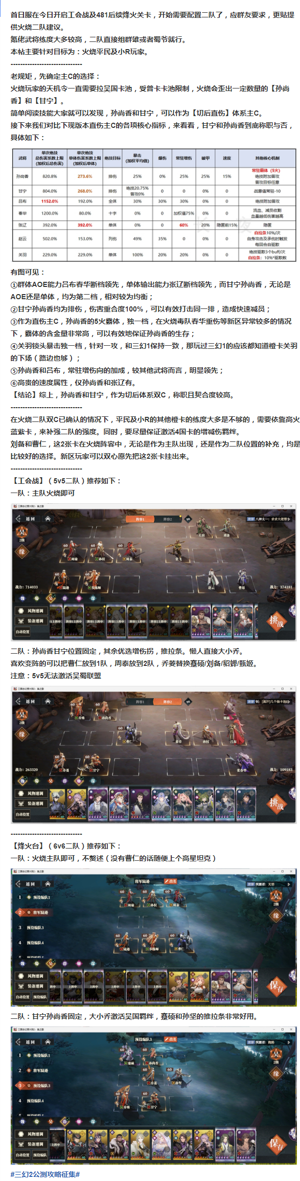 【阵容推荐】 《阵容向》火烧二队配队建议(平民小R向)