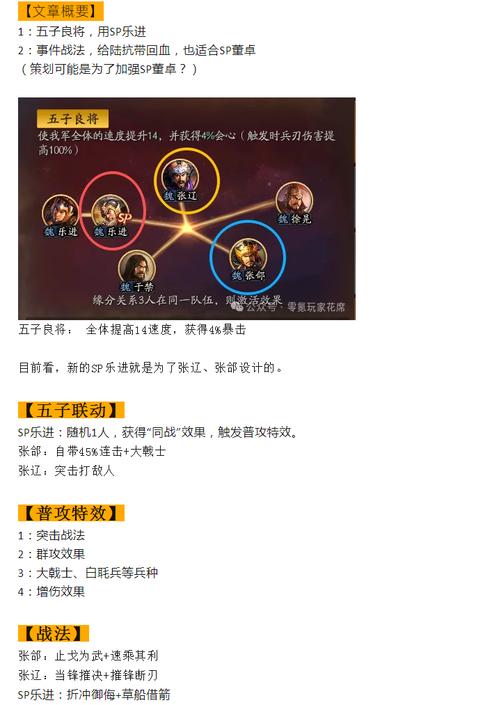 【攻略分享】新战法：加强陆抗【五子枪】SP乐进+张辽+张郃，触发大戟士和45%连击