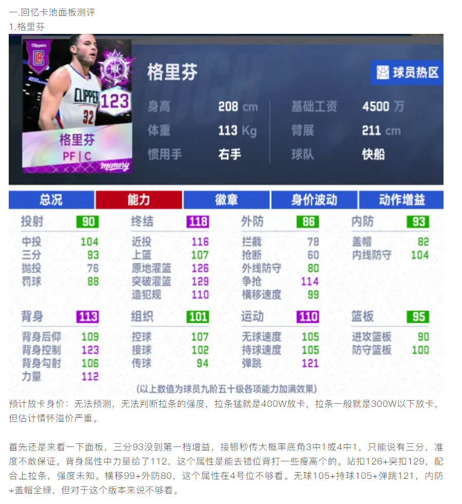 【攻略分享】快船回忆卡池面板测评&身价预测