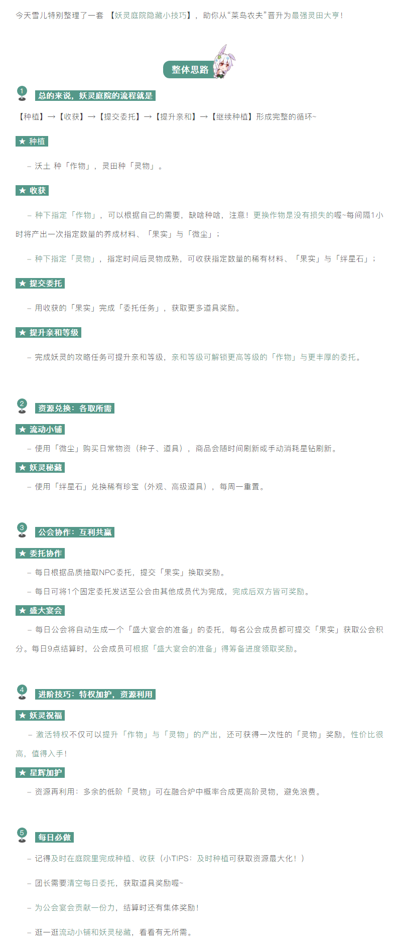 【攻略分享】妖灵庭院小技巧