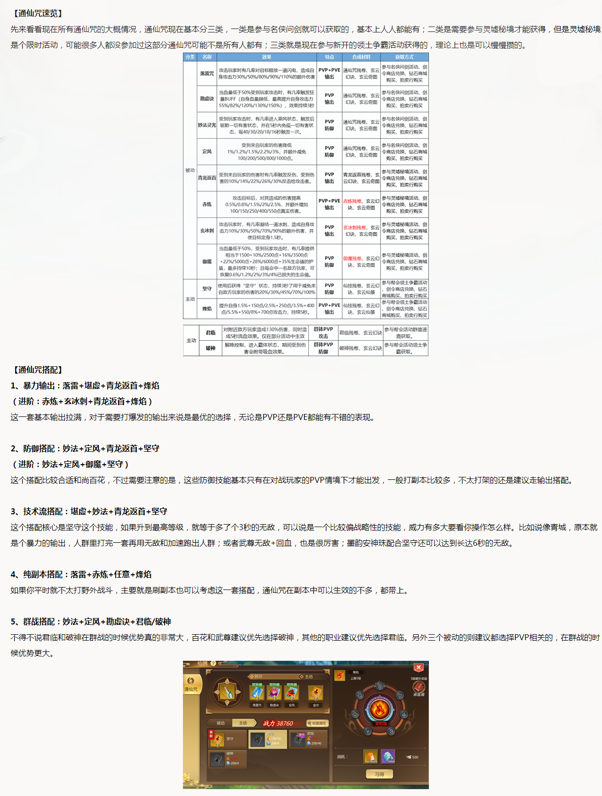 【攻略分享】通仙咒搭配攻略