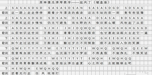 原神起风了乐谱怎么演奏