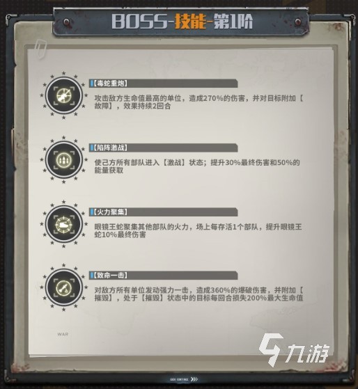 戰(zhàn)爭公約眼鏡王蛇 BOSS眼鏡王蛇詳情介紹