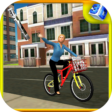 报纸自行车女孩自行车sim