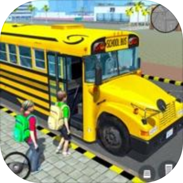 城市 学校 公共汽车 驾驶  3D