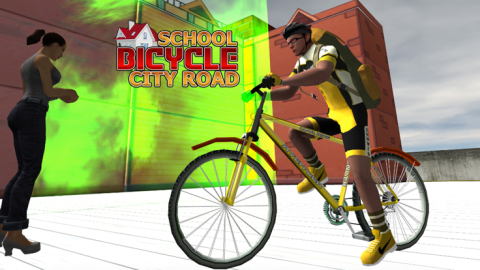 男孩学校自行车城市赛跑 骑自行车到学校截图3