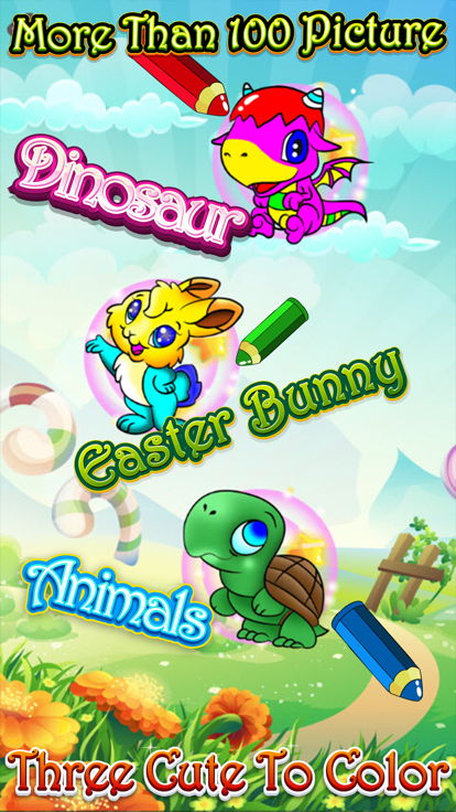 Dinosaurs Animal and Easter Eggs Coloring Pag截图1