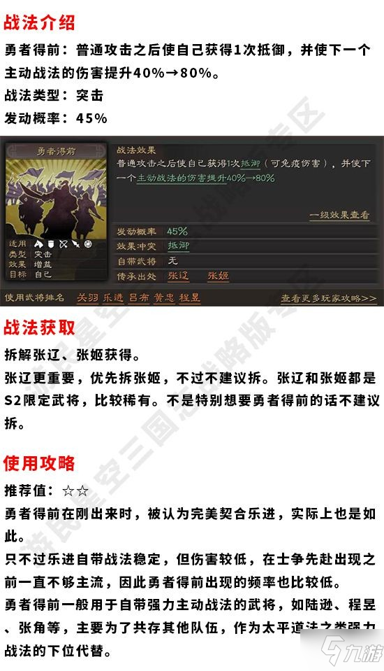 《三国志战略版》勇者得前战法攻略 勇者得前有用吗