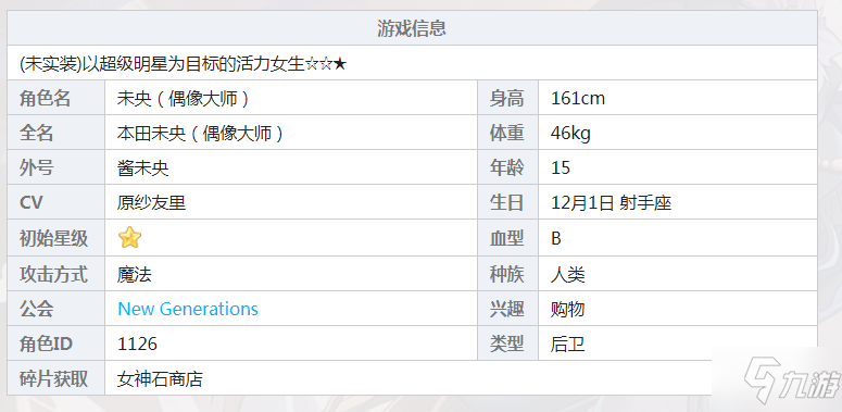 公主连结未央偶像大师怎么样 公主连结偶像大师未央技能介绍