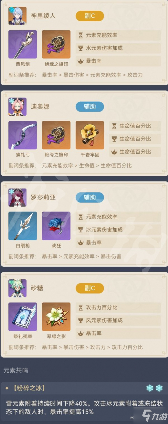 原神神里绫人永冻流配队哪个好