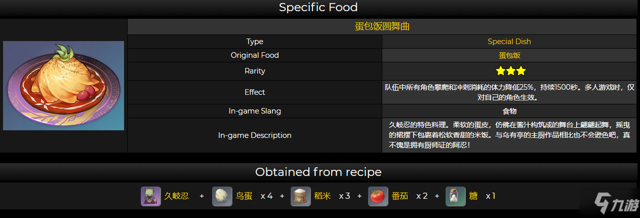 原神蛋包饭圆舞曲食谱怎么获得 蛋包饭圆舞曲配方及效果分享