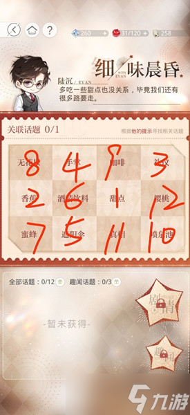《光与夜之恋》永恒盛会细味晨昏话题3攻略